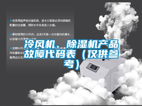 冷風(fēng)機(jī)、除濕機(jī)產(chǎn)品故障代碼表(僅供參考)